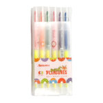 Blister de papelería con 6 plumones / marcatextos de doble punta, variedad de colores / beisi / sweet pleasures