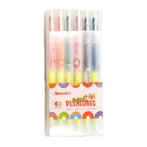 Blister de papelería con 6 plumones / marcatextos de doble punta, variedad de colores / beisi / sweet pleasures