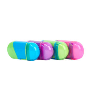 Sacapunta ovalado con contenedor + borrador, variedad de colores / borrador bicolor / 8908g
