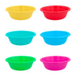 1pza Palangana / recipiente mediano de plástico liso, redondo, con figuras decorativas de flores, variedad de colores / palangana orquidea solida / articulos plasticos