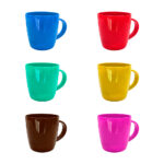 1pza Taza de plástico circular, con asa agarradera lateral, variedad de colores / taza cristal / articulos plasticos