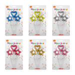 Set de 3 velas efecto de color metálico para cumpleaños con forma de corazón y estrella, variedad de colores / bo-405 / happy birthday / bo feliz