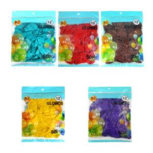 Paquete con 50 globos de látex metálicos 12 pulgadas, variedad de colores / bo-705 / bo feliz
