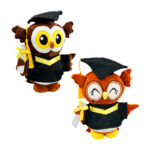Peluche afelpado de búho con temática de graduación, variedad de diseños / by-037