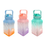 Botella para agua ergonómica rectangular bicolor con capacidad para 2 litros con popote y asa, variedad de colores / bz6122 / st-yurlex