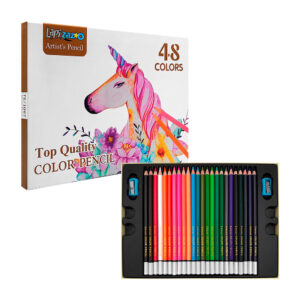 1pza Caja con 48 lápices profesionales para colorear, con 2 sacapuntas, cuerpo de madera y diferentes tonos, variedad de usos / 48 colors / lapi zazo