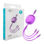 Cable cargador retráctil usb 3 en 1 yisen con entrada tipo c, v8 y lightning, 100w, variedad de colores / c100w