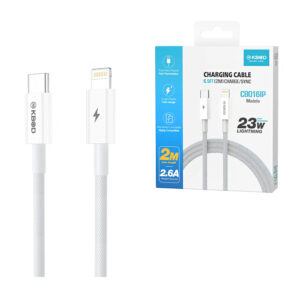 1pza Cable cargador kbod de tipo c a tipo lightning, con cable mallado y capacidad máxima de 23w, variedad de usos / 2m / 2.6a / 23wpd