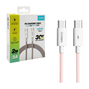 1pza Cable cargador kbod de tipo c a tipo c, con cable mallado y capacidad máxima de 30w, variedad de usos / 2m / 3a / 30wpd