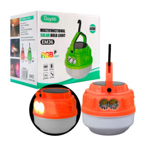 1pza Lámpara / foco de camping, recargable, con panel solar, asa agarradera, gancho colgante y 4 modos de iluminación, variedad de funciones / buytiti / 40w / solar bulb light