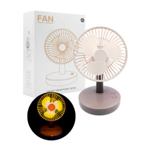 1pza Ventilador pequeño de escritorio, rotable, con base, 3 velocidades y 2 modos de iluminación, variedad de usos / exquisite portable