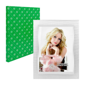 Portarretrato de cristal con efecto 3d, marco externo plateado 15x20 cm - 6x8 in / h00168