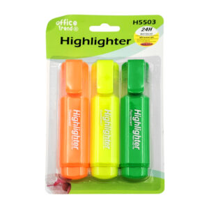 Paquete con 3 marcatextos medianos rectangulares, en tonos fluorescentes, variedad de colores / highlighter / h5503 / st37717 / 5503