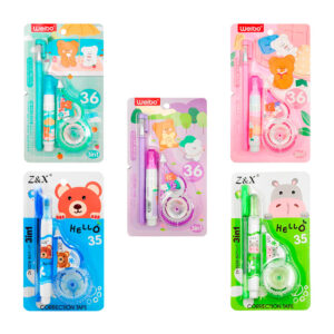 Blíster de papelería infantil, con corrector de cinta, corrector líquido tipo pluma y 1 pluma bolígrafo, variedad de modelos / weibo / wb-8331 / j440