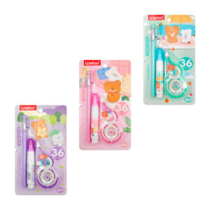 Blíster de papelería infantil, con corrector de cinta, corrector líquido tipo pluma y 1 pluma bolígrafo, variedad de modelos / weibo / wb-8331