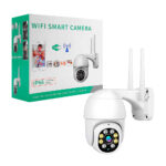 Cámara de seguridad wifi 360 de 2 antenas con protección ip66, visión nocturna, micrófono, altavoz y control ptz / jk006 / wifi smart camera