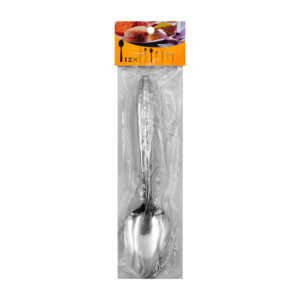Paquete con 12 cucharas soperas metálicas con mango de diseño floreado / jm1603 / 12 cucharas