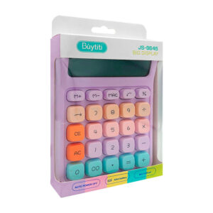 Calculadora básica con pantalla lcd grande de 12 dígitos, teclas mecánicas en colores pastel y diseño kawaii, variedad de colores / js-9645
