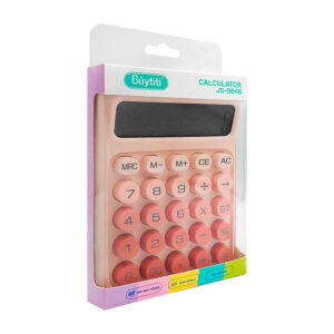 Calculadora básica de 12 dígitos con teclas mecánicas redondas en color mate y efecto degradado, mini panel solar, variedad de colores / js-9646