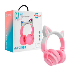 Diadema inalámbrica bluetooth yisen con diseño plegable, luces rgb y orejas de gato, variedad de colores / jst-26 pro