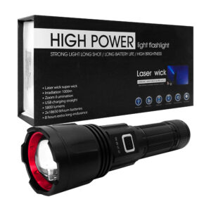 1pza Lámpara de mano táctica, grande, recargable, con asa agarradera, 6 modos de iluminación, 1 entrada tipo c y usb, variedad de funciones / laser wick / high power