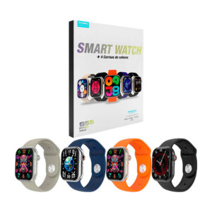 Kit de reloj inteligente smartwatch, con cargador inalámbrico y 4 correas intercambiables de silicona, variedad de colores y funciones / kbod / s55 pro gold / enjoy life