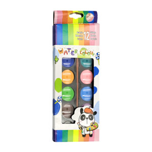 Estuche de plástico con tapa transparente con 12 pinturas tipo acuarelas + pincel, variedad de colores / water colour / st37703