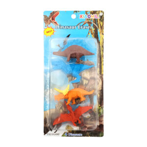 Blíster con 4 borradores pequeños con forma de dinosaurio en variedad de colores / dinasaur eraser / st37732