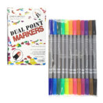 Paquete con 12 plumones a base de agua de doble punta delgada - gruesa y extrafina, variedad de colores / water colour pen / dual point markers / st39068 / 108-12