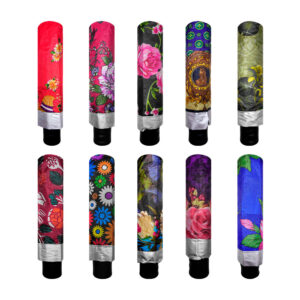 1pza Sombrilla / paraguas de bolsillo plegable, con asa agarradera, funda de tela y diseño estampado, variedad de diseños / ji dian / sx018