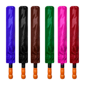 1pza Paraguas plegable, con funda, liso, con asa agarradera y mango de estilo madera, variedad de colores / sx206 / paraguas