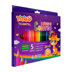 Paquete mediano de 29 lápices para colorear, con cuerpo de madera, punta de 4 milímetros y 1 sacapuntas, variedad de usos / lapices de colores / titiko