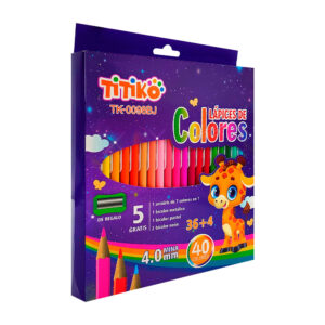 Paquete grande de 40 lápices para colorear, con cuerpo de madera, punta de 4 milímetros y 1 sacapuntas, variedad de usos / lapices de colores / titiko