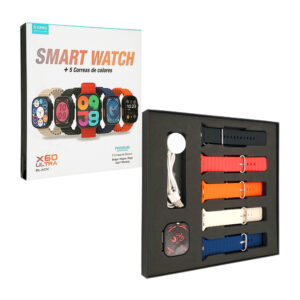 1pza Kit de reloj inteligente smartwatch, con cargador inalámbrico y 5 correas intercambiables de goma, variedad de funciones / kbod / enjoy life / x60ultra