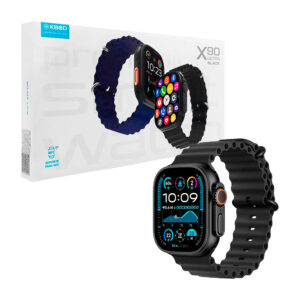 1pza Reloj inteligente smartwatch, cuadrado, con cargador magnético y 1 correa extensible de caucho, variedad de colores y funciones / kbod / emjoy life / x90 ultra black