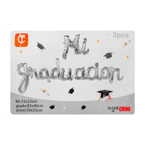 Set con 3 globos metálicos con frase mi graduación / yc-289 / yc