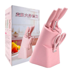 Kit de cocina con 3 cuchillos, pelador, tijeras y soporte de plástico, variedad de colores / ysdj06