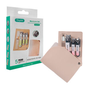 1pza Set de manicura con estuche de tipo piel cosida, lima de plástico y 3 cortauñas con diferentes medidas y formas, variedad de funciones / buytiti / zjd-905 / manicure set