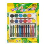 Kit de arte con 12 acuarelas y 12 crayones de colores + pincel / b-9008yh / water colour / titiko