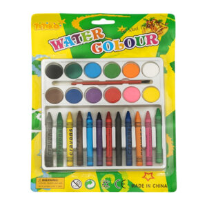 Kit de arte con 12 acuarelas y 12 crayones de colores + pincel / b-9008yh / water colour / titiko