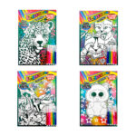 Set de arte con lienzo de cartón diseño colorido y efecto glitter para colorear y 5 marcadores - plumines, variedad de diseños / sb8692 / b6042 / glittern gloart