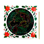 Dibujo mágico - tarjeta de arte para rascar con temática de gato y diseño colorido, 20.4x20.4cm + lápiz de bambú / art-05 / b6171 / scratch art card