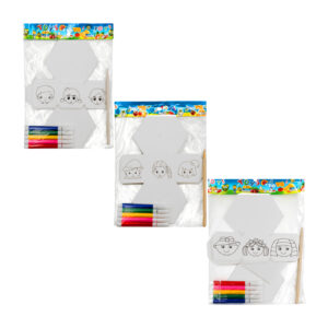 Set de papel - dibujo rotativo con 3 plantillas de personajes animados, 1 palo de bambú y 5 plumines, variedad de diseños / b6210 / toys