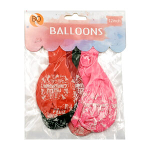 Paquete con 6 globos de colores lisos surtidos, 12 pulgadas con estampado de feliz cumpleaños / bo-267 / bo feliz balloons