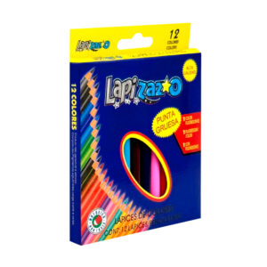 1pza Caja de 12 lápices de colores, con cuerpo de madera, pequeños, variedad de colores / lapi zazo / lapizazo / 998-16