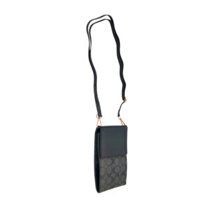 Bolsa de mano rectangular de piel sintética con correa, 1 compartimento con 2 espacios con estampado de monograma, en color negro / c4225b / c4225bnegrog