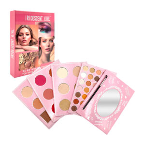 Estuche desmontable con 54 sombras para ojos, iluminadores y rubores, estuche con espejo + una brocha de maquillaje / itidescent girl / ct-002
