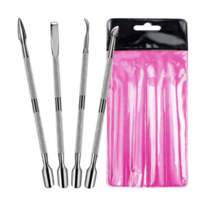 Paquete con 4 removedores metálicos para cuticula de doble punta para manicura o pedicura / herramienta manicura / empujador cuticula / dg025