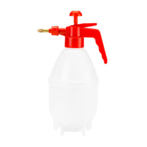Pulverizador - atomizador a presión manual de plástico en forma cilíndrica con mango rojo y boquilla metálica ajustable para jardín con capacidad de 800ml / e4364 / fumigador