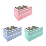 Tupper rectangular con 2 niveles y cubierto, variedad de colores / lunch box / fh-010